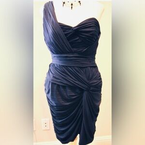 Laundry By Shelli Segal One Shoulder Navy Cocktail Dress